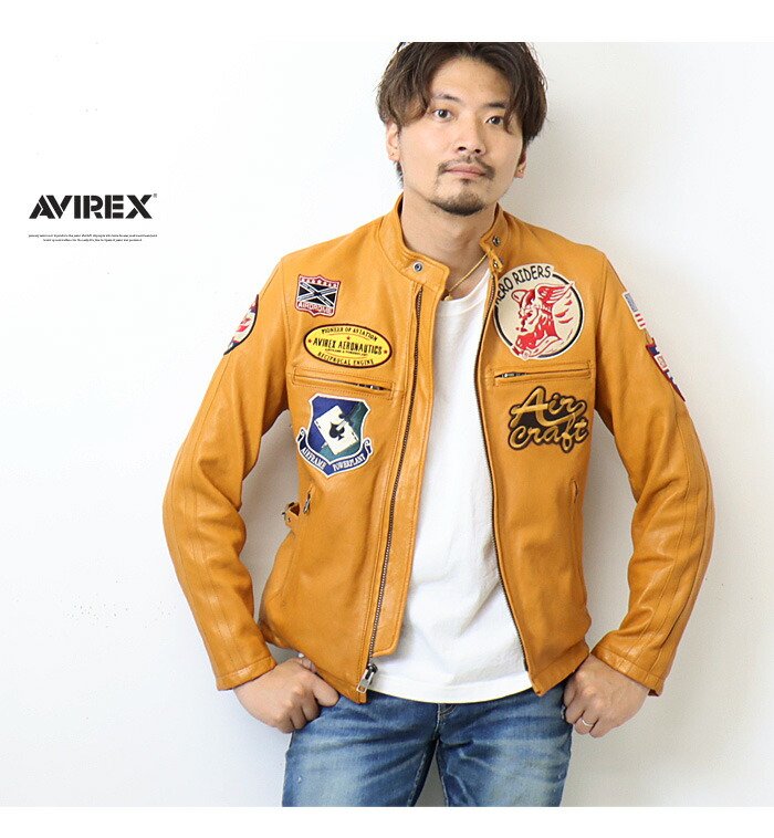 楽天市場】AVIREX アヴィレックス パッチド ライダースジャケット