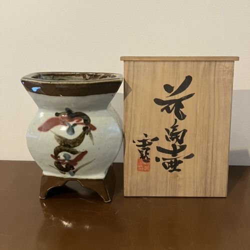☆ 河井寛次郎 呉須輪花鉢 どっしりかまえた一品です☆y447 ☆ 河井