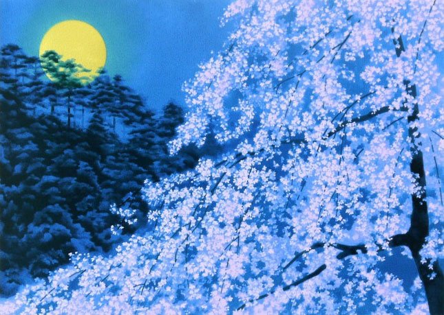 東山魁夷 陶板画 宵桜 東山魁夷・平山郁夫・片岡球子等、日本画、版画