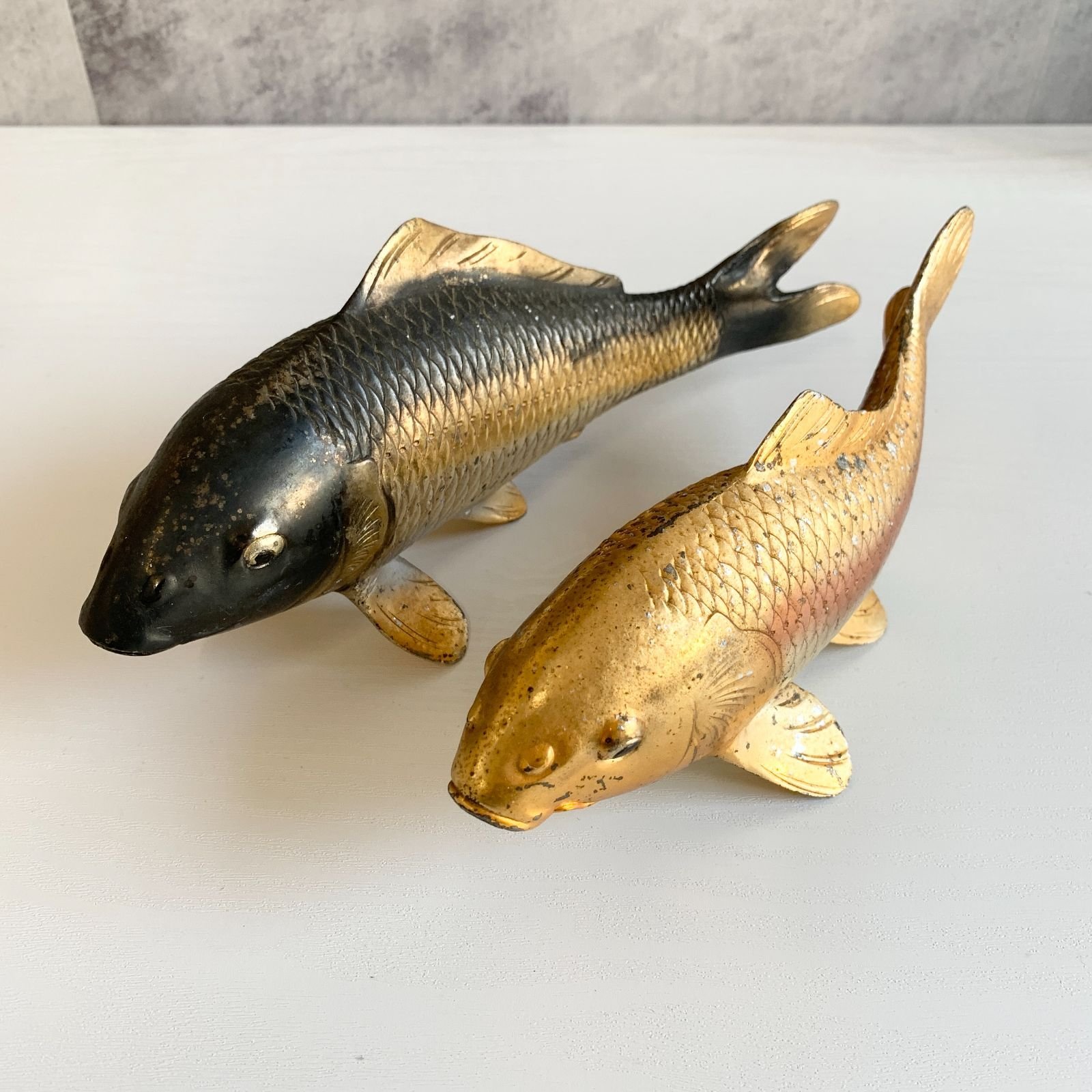 鯉 飾り物 縁起物 装飾品 双鯉 夫婦鯉 比翼鯉 【茶道/置物⑤】双鯉