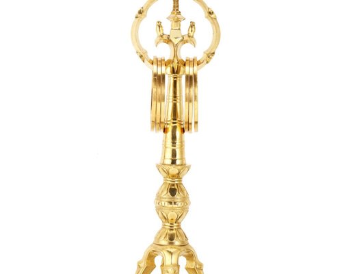 法器 真言宗 法杖 五鈷杵錫杖 密教法具 禅杖 仏教美術 真鍮製 28cm