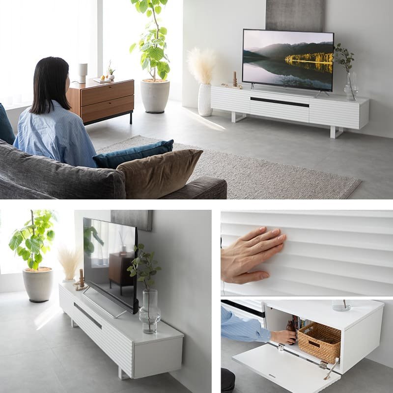 波目デザイン TVボード テレビ台 ローボード 幅180cm 収納棚 32～60V