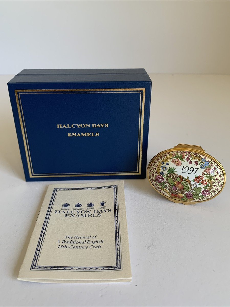 Vintage Halcyon Days Enamels Year to Remember 1997 Trinket Boxed
