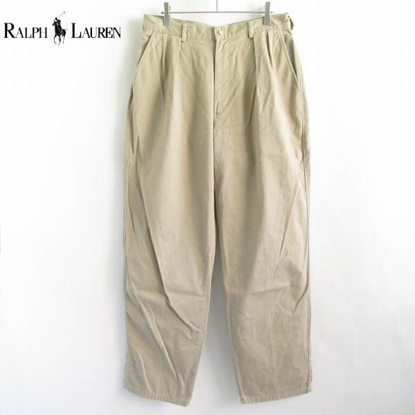 90s 初期タグ POLO CHINO ツータック チノパン カーキ系 32×30 ポロ