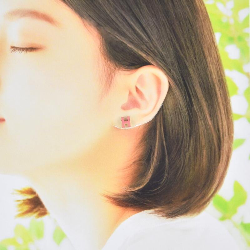最終値下 HERMES ミニポップH ピアス ノアール ピンクゴールド