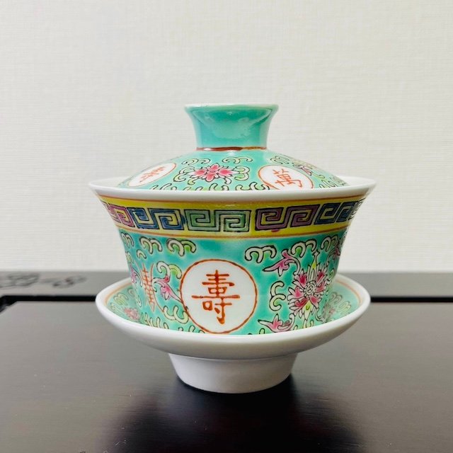 緑地パステル戦将紋お茶の缶 景徳鎮 陶磁器 装飾品 現代工芸