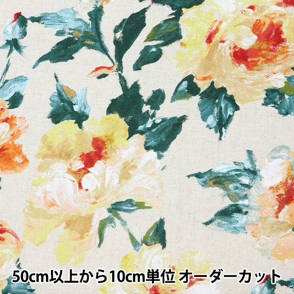 数量5から】 生地 『広幅綿麻 花柄 449840-C』 YUWA 有輪商店 コットン