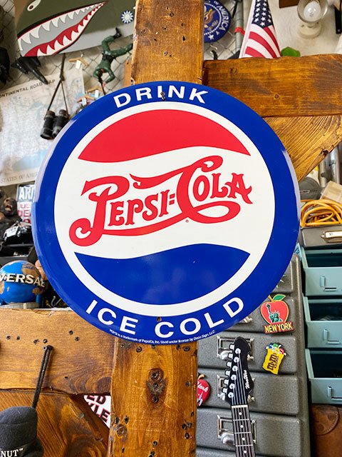ペプシコーラ ラウンド型 ブリキ看板 （DRINK ICE COLD）の通販・販売