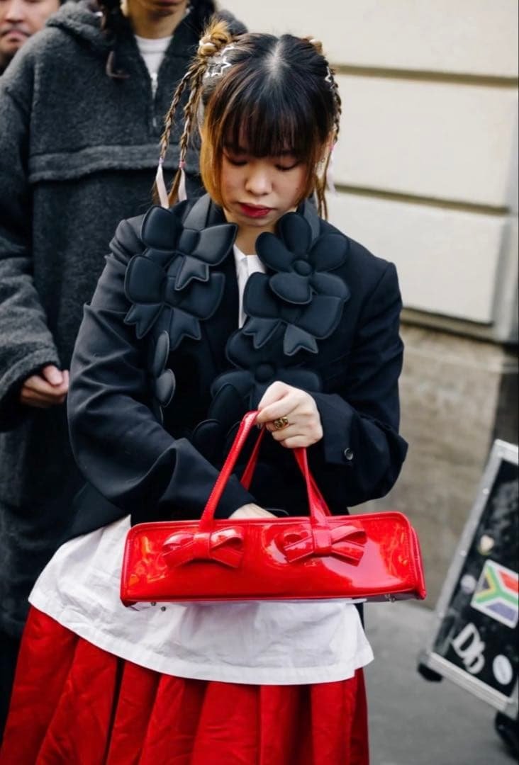 COMME des GARÇONS リボン付きレッドバッグ
