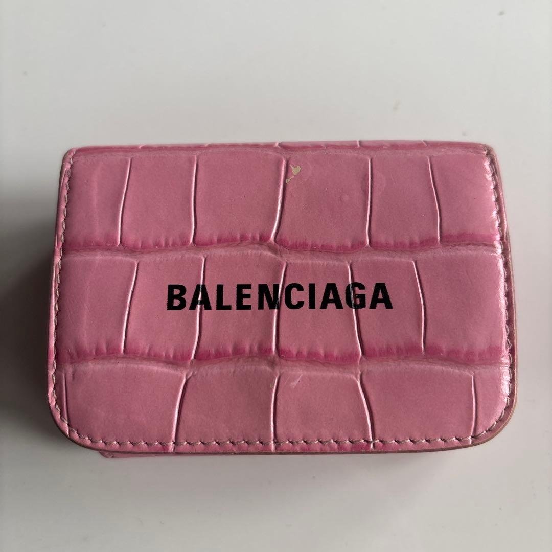【美品】バレンシアガ 三つ折財布 ピンク クロコ エブリデイ レディース Amazon | [バレンシアガ] 財布 レディース 3つ折り アウトレット 折