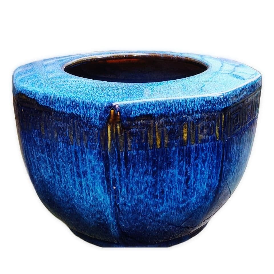 美しい 青色 八角形 陶器 火鉢 鉢カバー 花瓶 器 水槽 美しい 青色 八角形 陶器 火鉢 鉢カバー 花瓶 器 水槽 水鉢 陶器 鳥獣