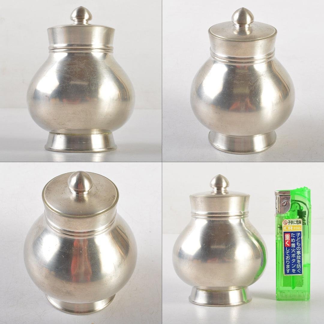 煎茶道具　静寿居蔵苑造　純錫　貞式茶入　約231g　共布共箱　D　R6041