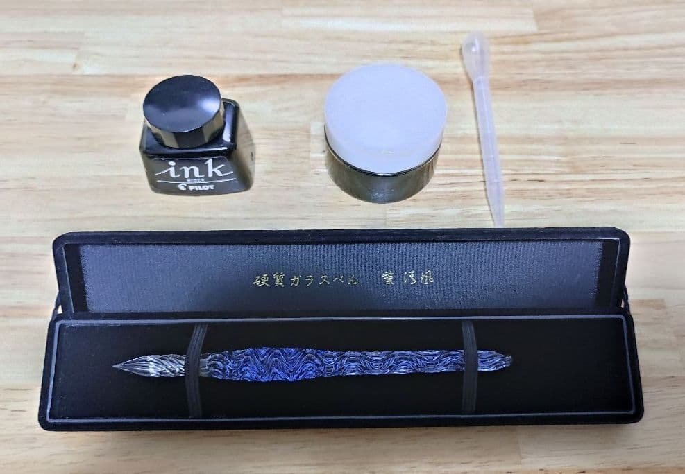 菅清風 硬質ガラスペン雅 せせらぎ ブルー インク付き